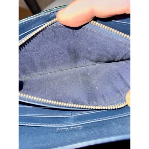 Miu Miu Hunter Green Croc Embossed Leather Wallet! Long Wallet! EXCELLENT Cond - Picture 15 of 16